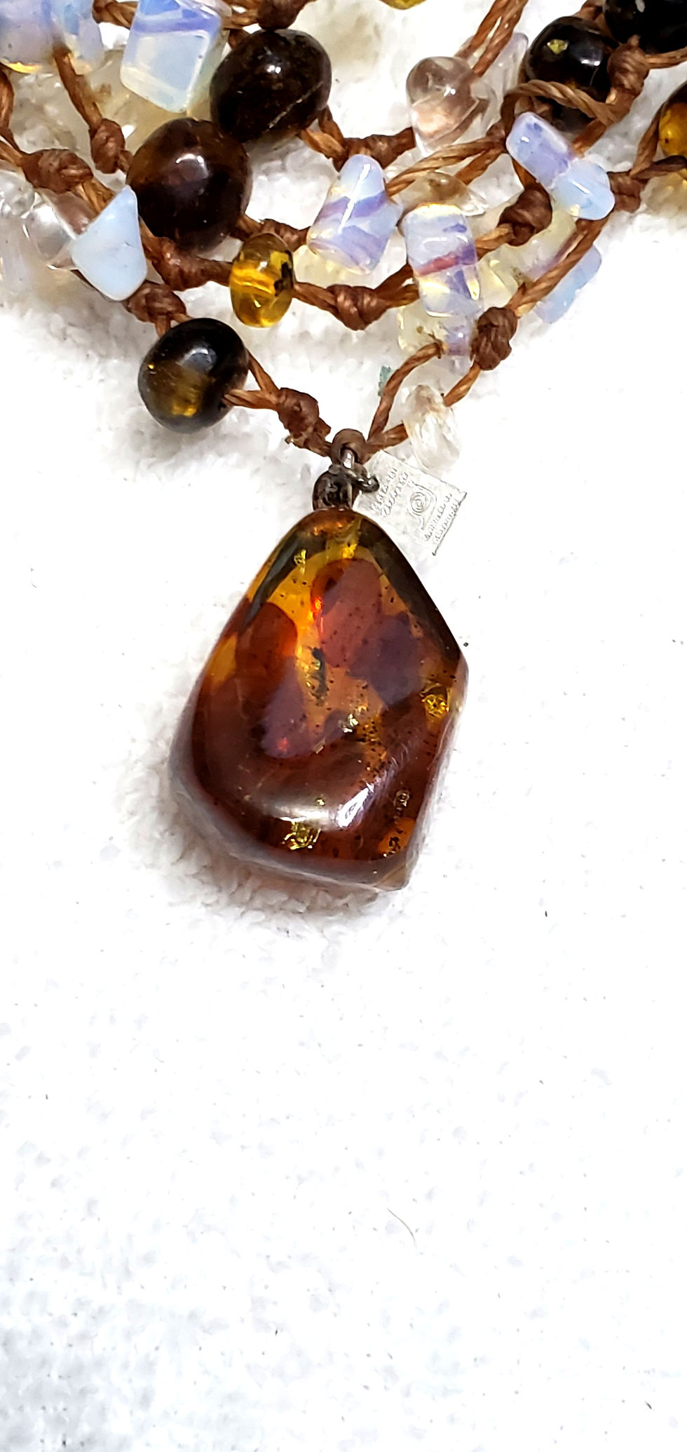 Miniatura: Collar con ámbar, piedra luna de 5 hilos.  AGOTADO