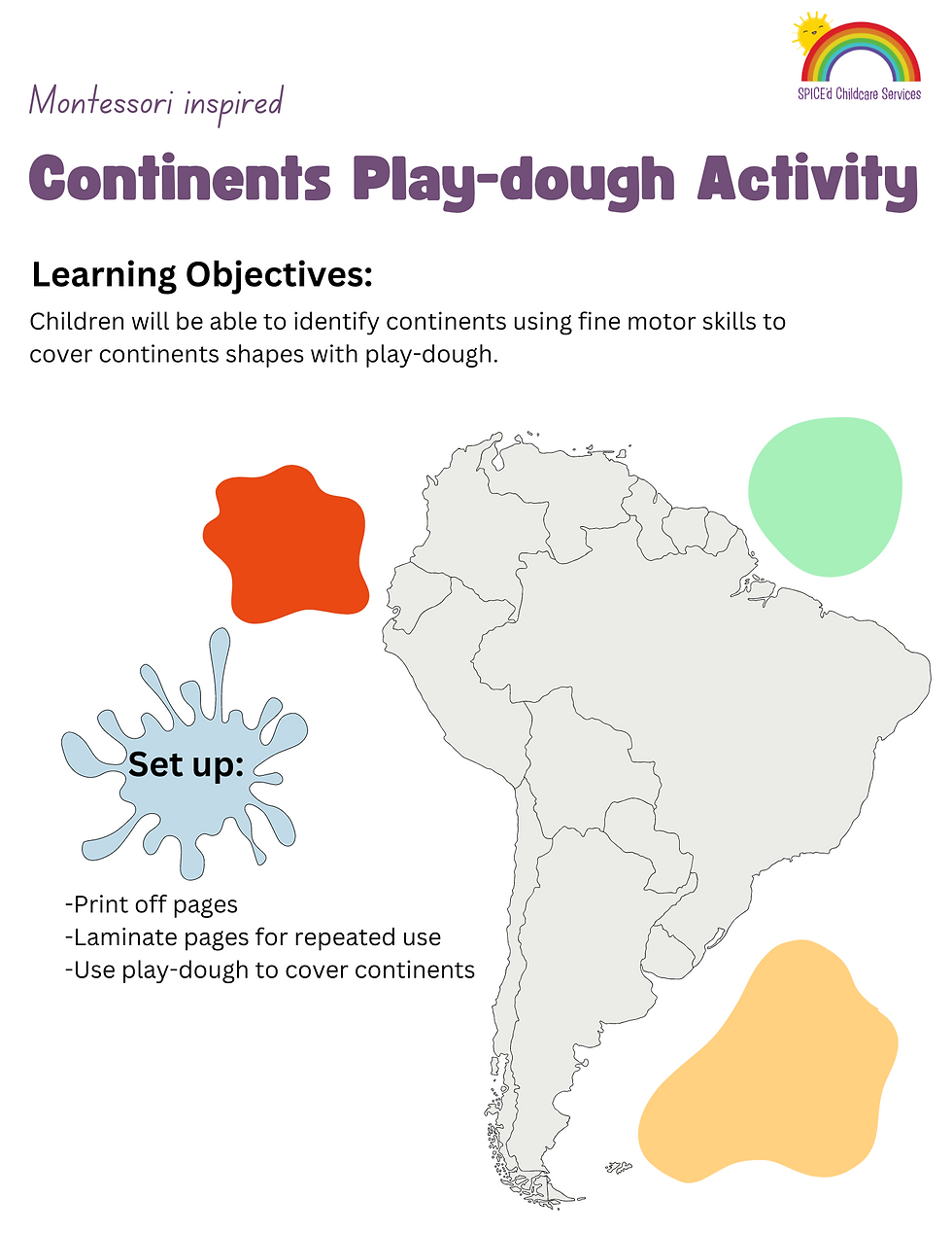 Montessori Inspired Map Activity: Continents Play-dough