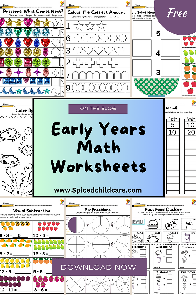 Early Years Math Worksheets For Children: Free Download