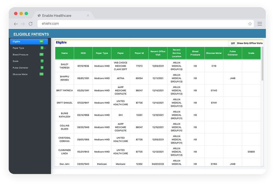 RPM Screen grab Enable Healthcare