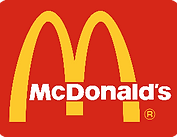 McDonald's logo with golden arches and white text on a red background.