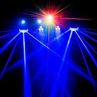 U7 Austin DJ dance floor lighting setup with multi-colored laser lights