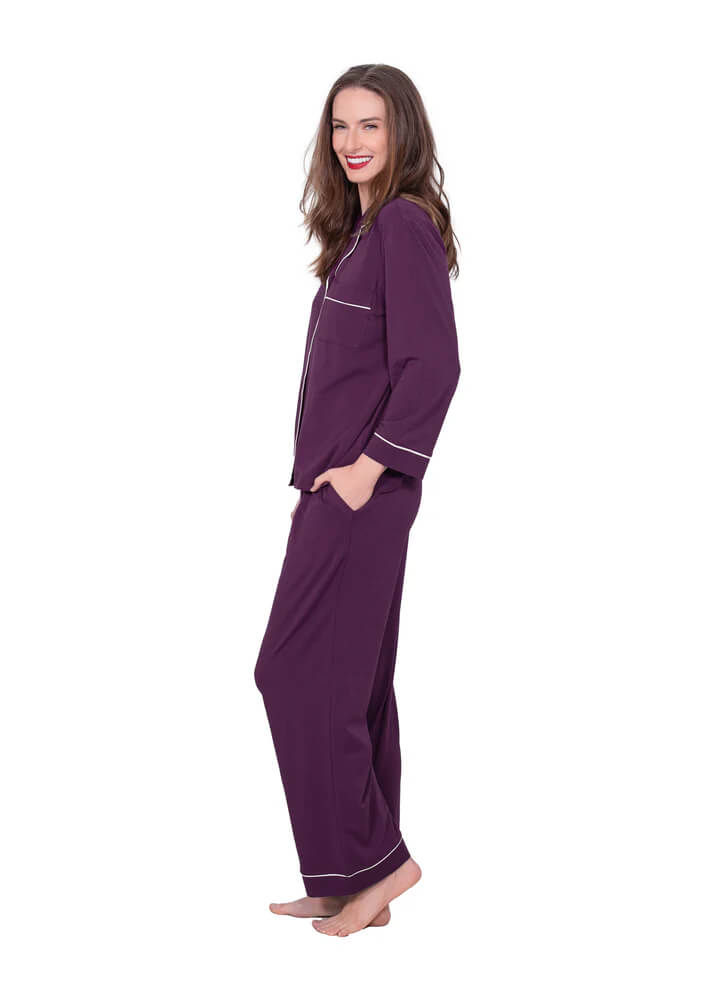 Miniature : Long Sleeve Notch Collar Pajama Set - LatteLove - VENTE FINALE