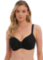 Thumbnail: woman wearing a black strap bra front