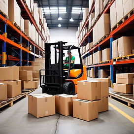 packages unboxed in a warehouse with a f