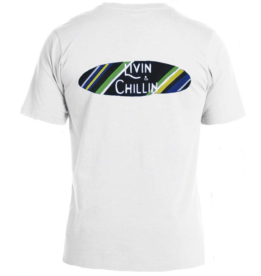Thumbnail: Livin and Chillin Surfboard Mens Moisture Wicking T-Shirt-Light Grey