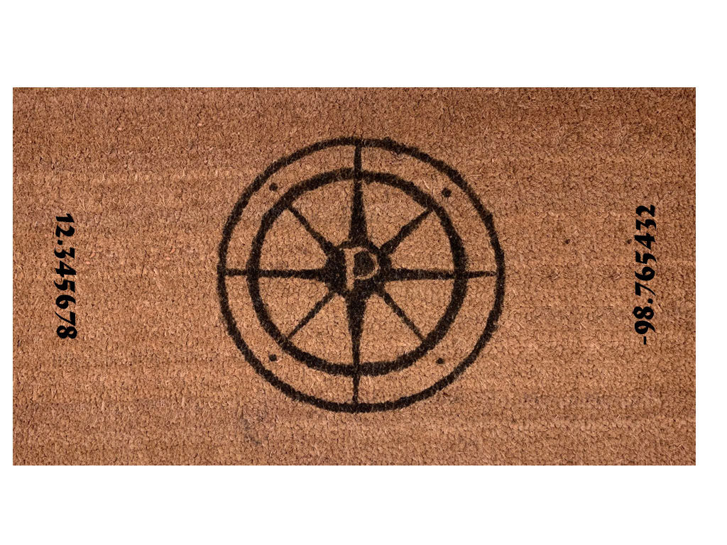 Personalized Compass Long and Lat Door Mat Rug