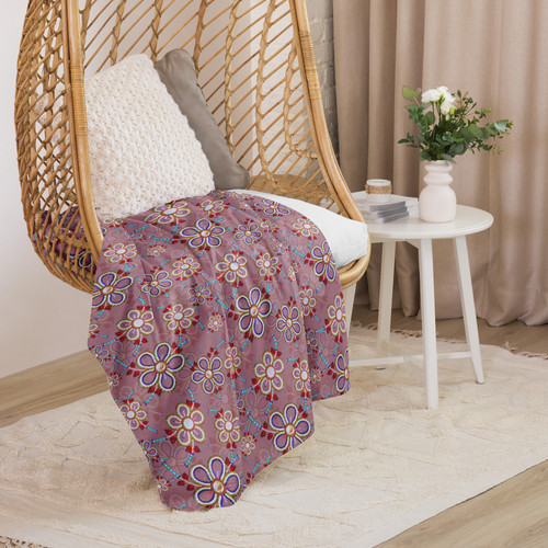 Beaded Floral Sherpa blanket | Nikkarie Beadwork