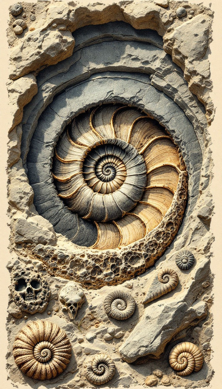Fossil of a spiral shell