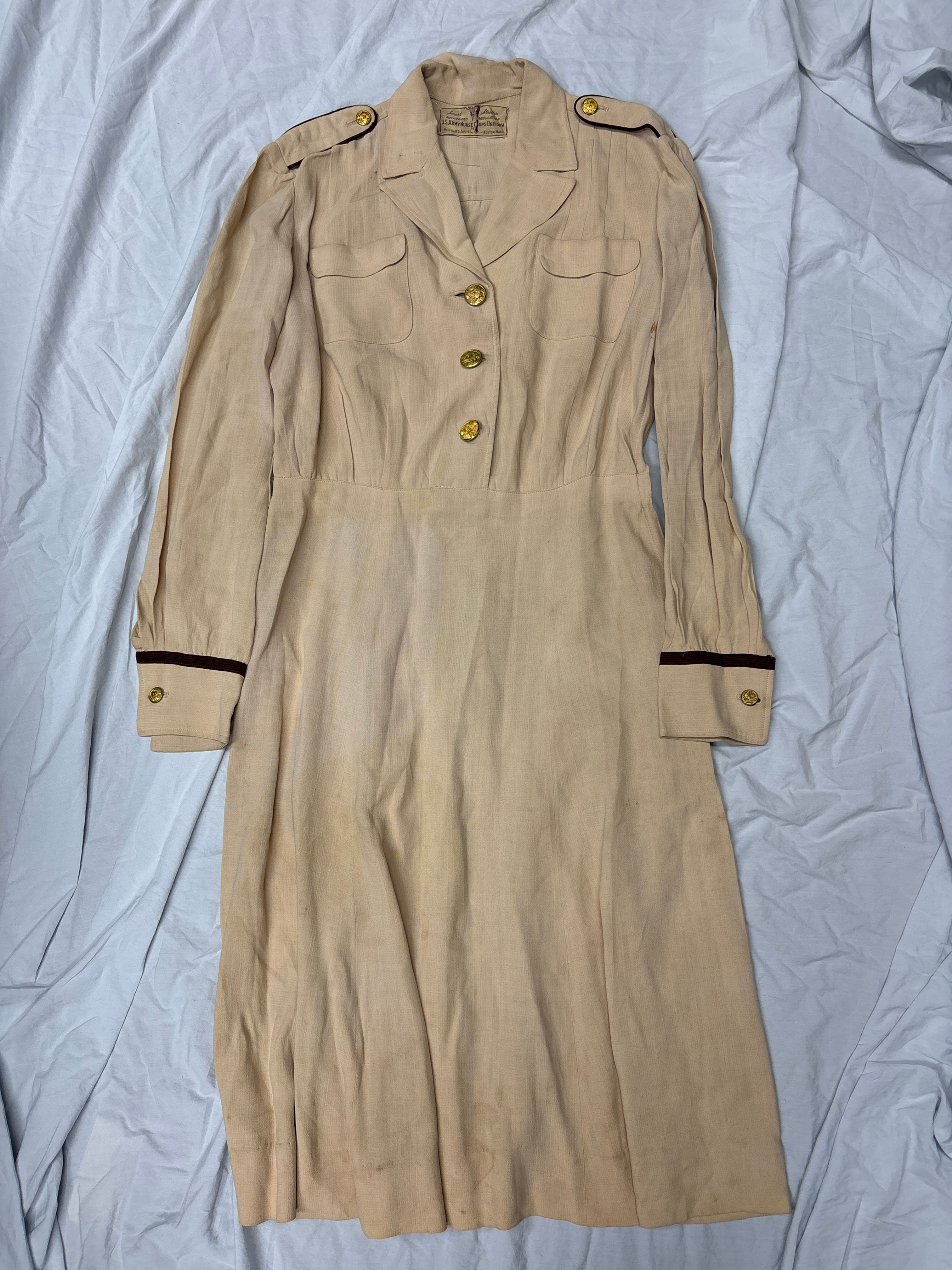 WWII US ARMY NURSE SUMMER BEIGE OFF DUTY DRESS