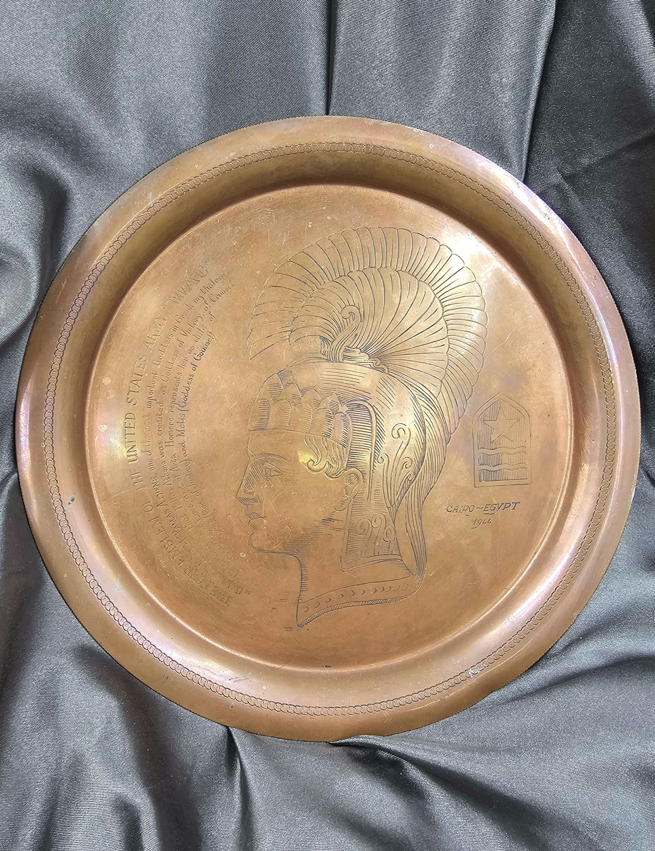 WWII WOMEN ARMY CORPS SOUVENIR OF AFRICA COPPER PLATE