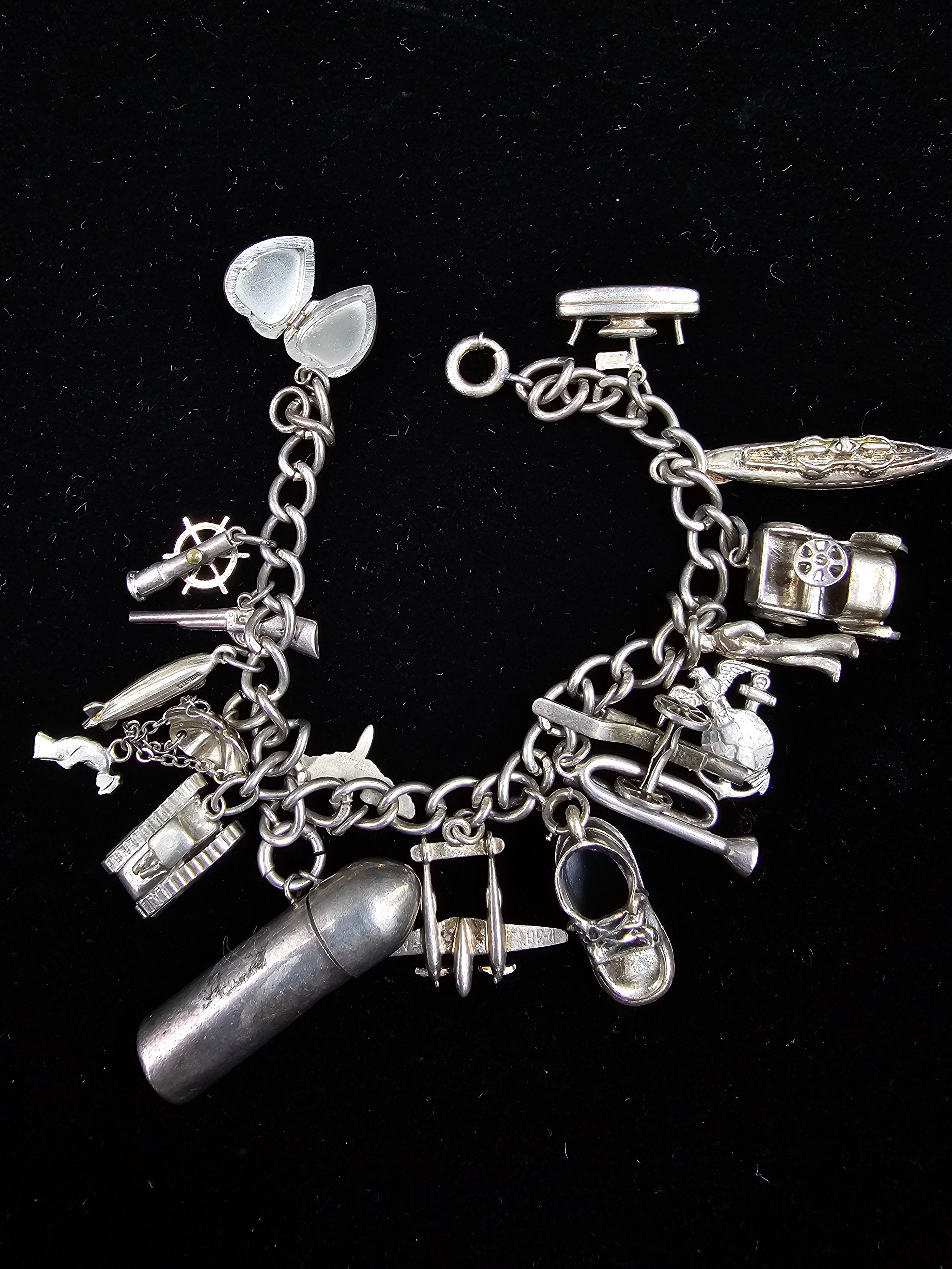 WWII ERA STERLING SWEETHEART BRACELET 