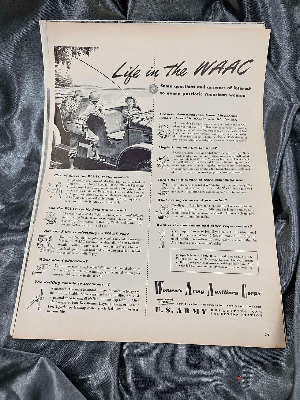 Thumbnail: WWII ERA WAC MAGAZINE ARTICLES AND RECRUITMENT ADS