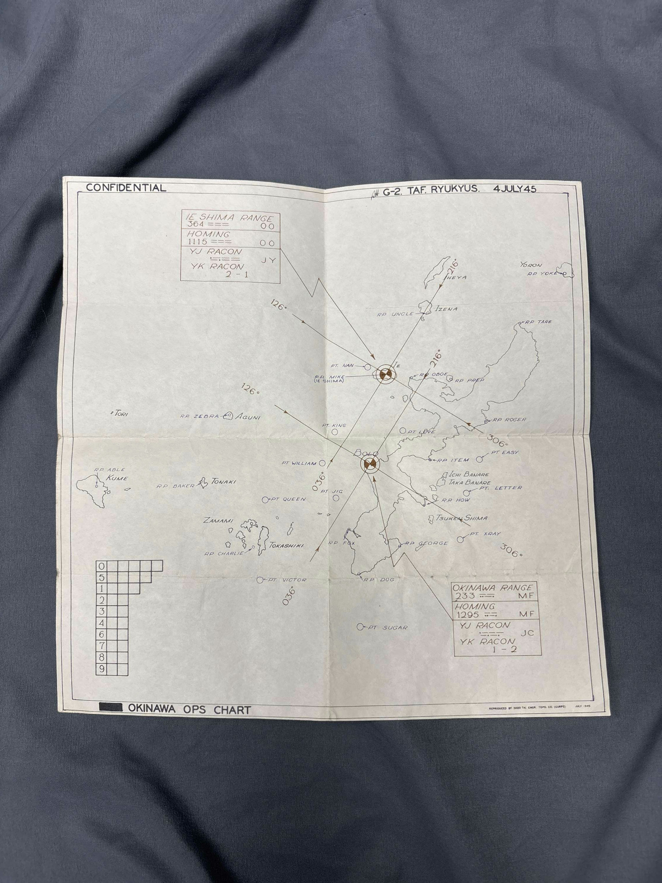 WWII US CONFIDENTIAL OKINAWA MAP