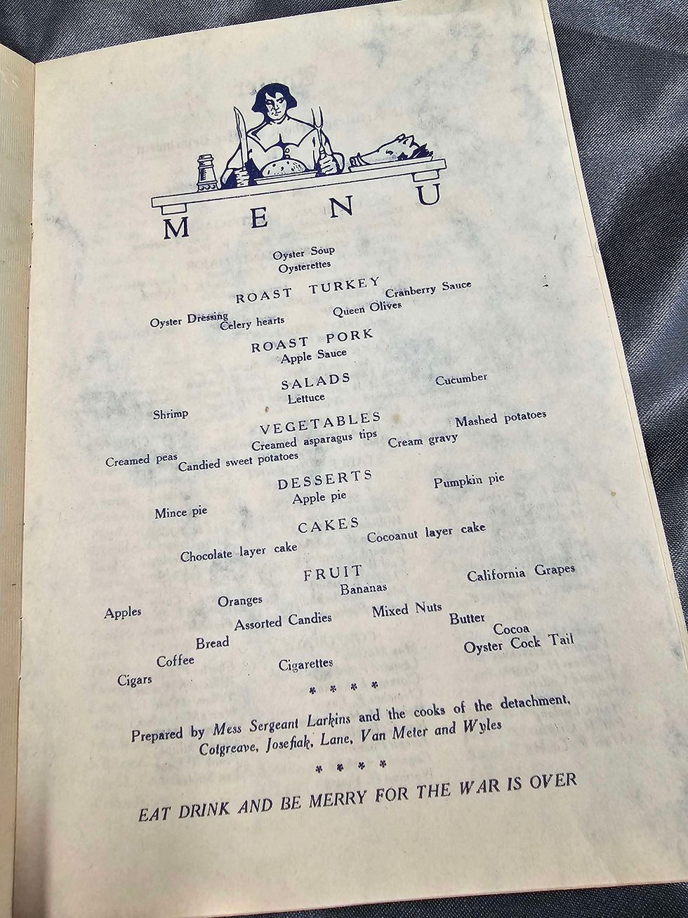 Miniature : WWI FORT SILL THANKSGIVING MENUS