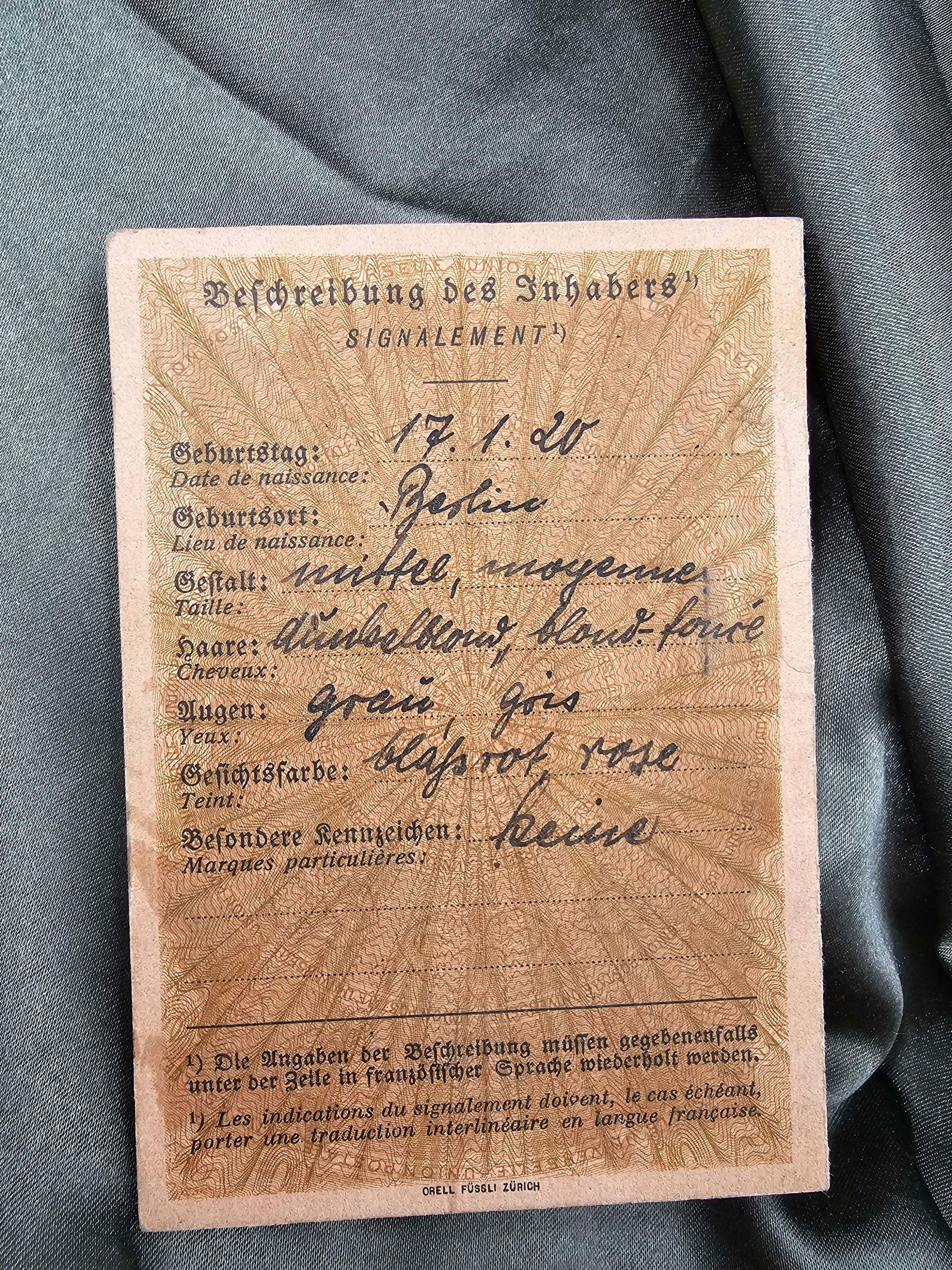 WWII GERMAN FRENCH WORKER IDENTITY CARD