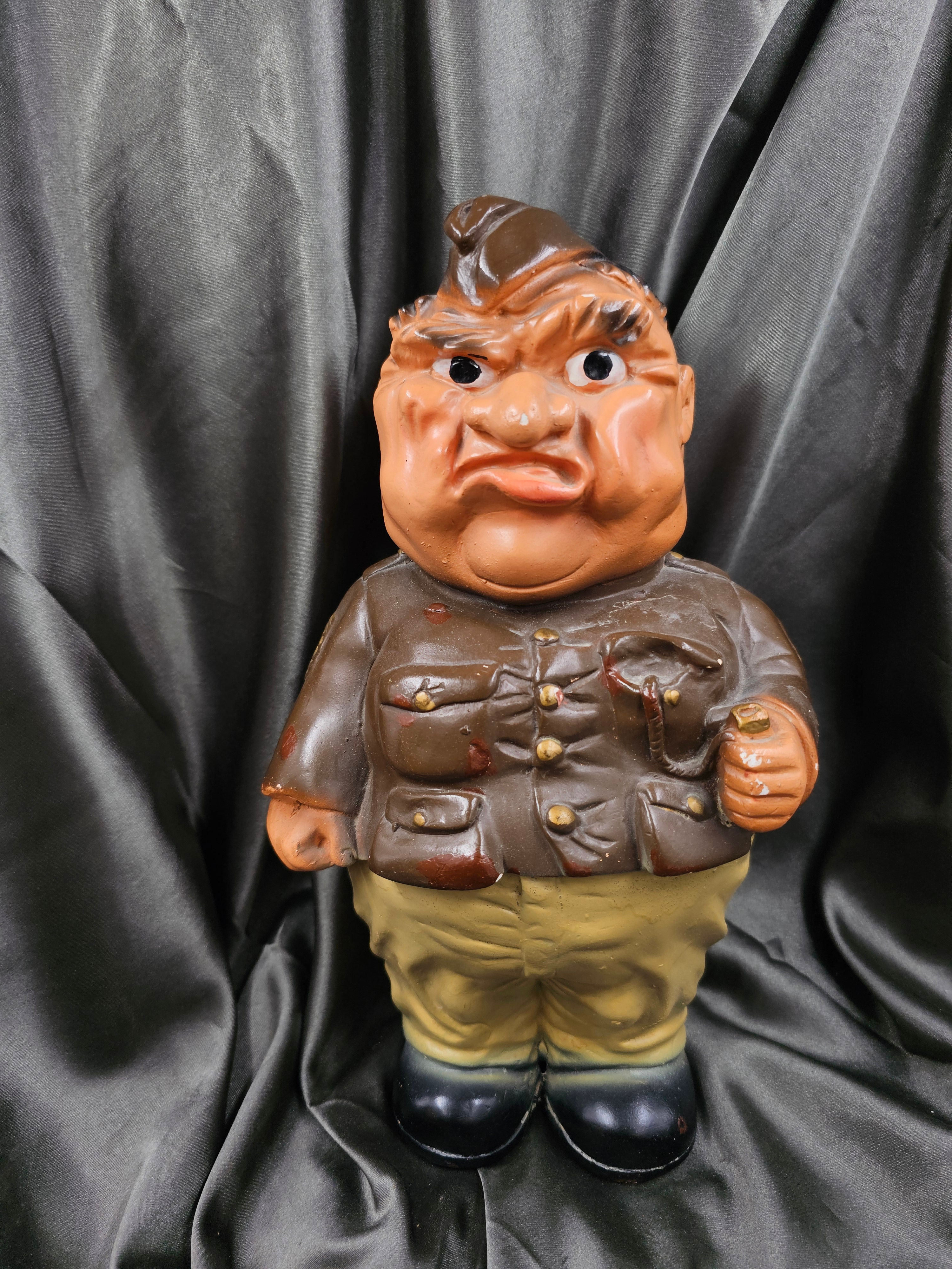 WWII DRILL SERGEANT PIGGY BANK CHALKWARE