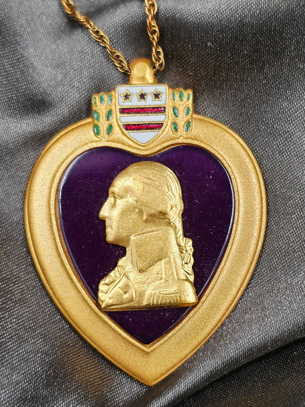 Thumbnail: WWII US SERIALIZED PURPLE HEART MEDAL ON GOLD CHAIN