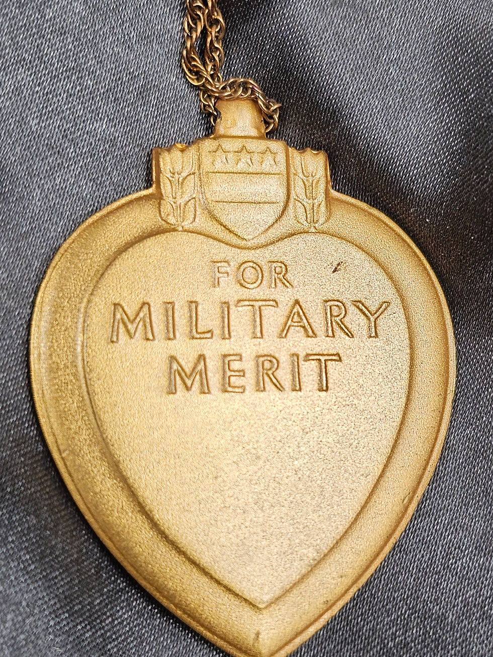 Thumbnail: WWII US SERIALIZED PURPLE HEART MEDAL ON GOLD CHAIN