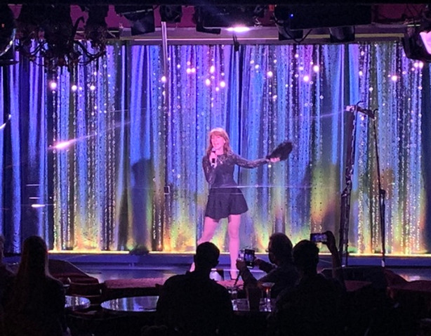 Musical theatre singer on stage at a cabaret