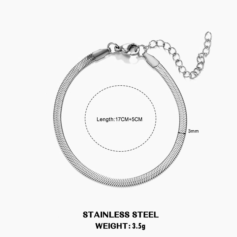 Miniatura: Hot Classic Unisex Flat Snake Chain Choker Necklace For Women Stainless Steel He