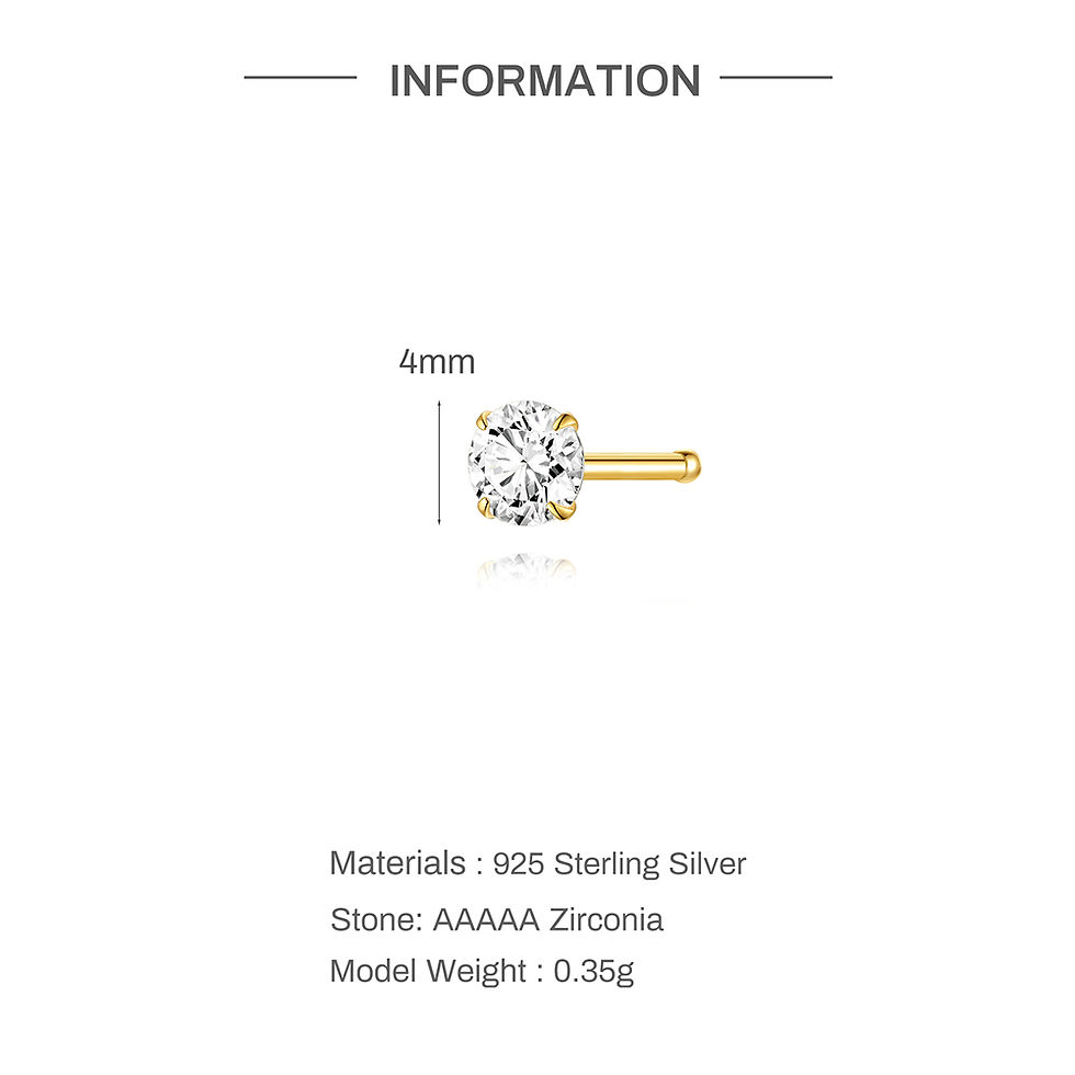 Miniatura: AIDE 925 Sterling Silver Shiny Star/Heart Zircon Heart Shaped Flat Back Piercing