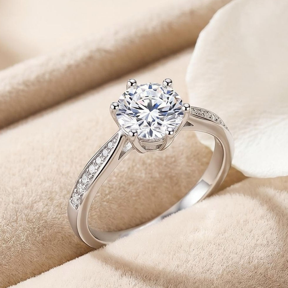 Thumbnail: 1ct D VVS1100% Moissanite Ring Factory Price 925 Sterling Sliver for Women 6 Cla