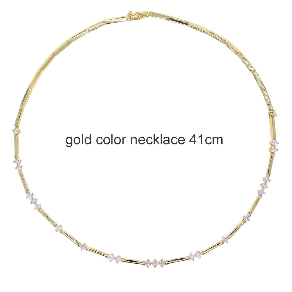 Miniatura: Micro Pave 5A Cubic Zirconia CZ Bar Band Charm Tennis Chain Choker Necklace Gold