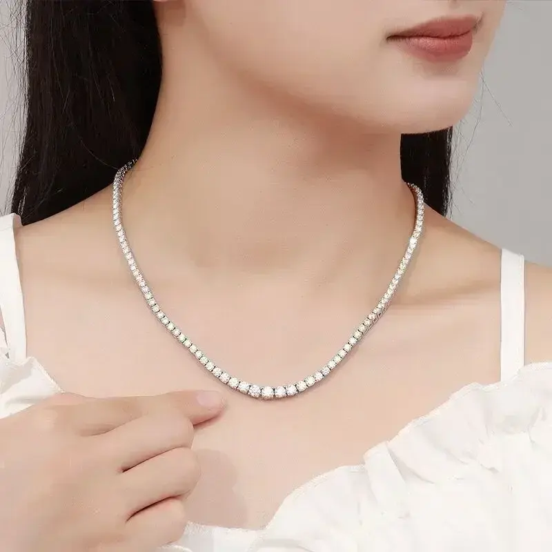 Miniatura: 925Sterling Silver Necklace Zircon Chain Necklace Women Fashion Simple Engagemen