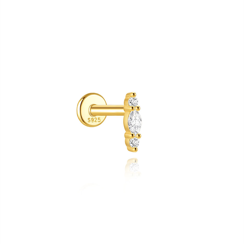 Miniatura: AIDE 925 Sterling Silver Shiny Star/Heart Zircon Heart Shaped Flat Back Piercing