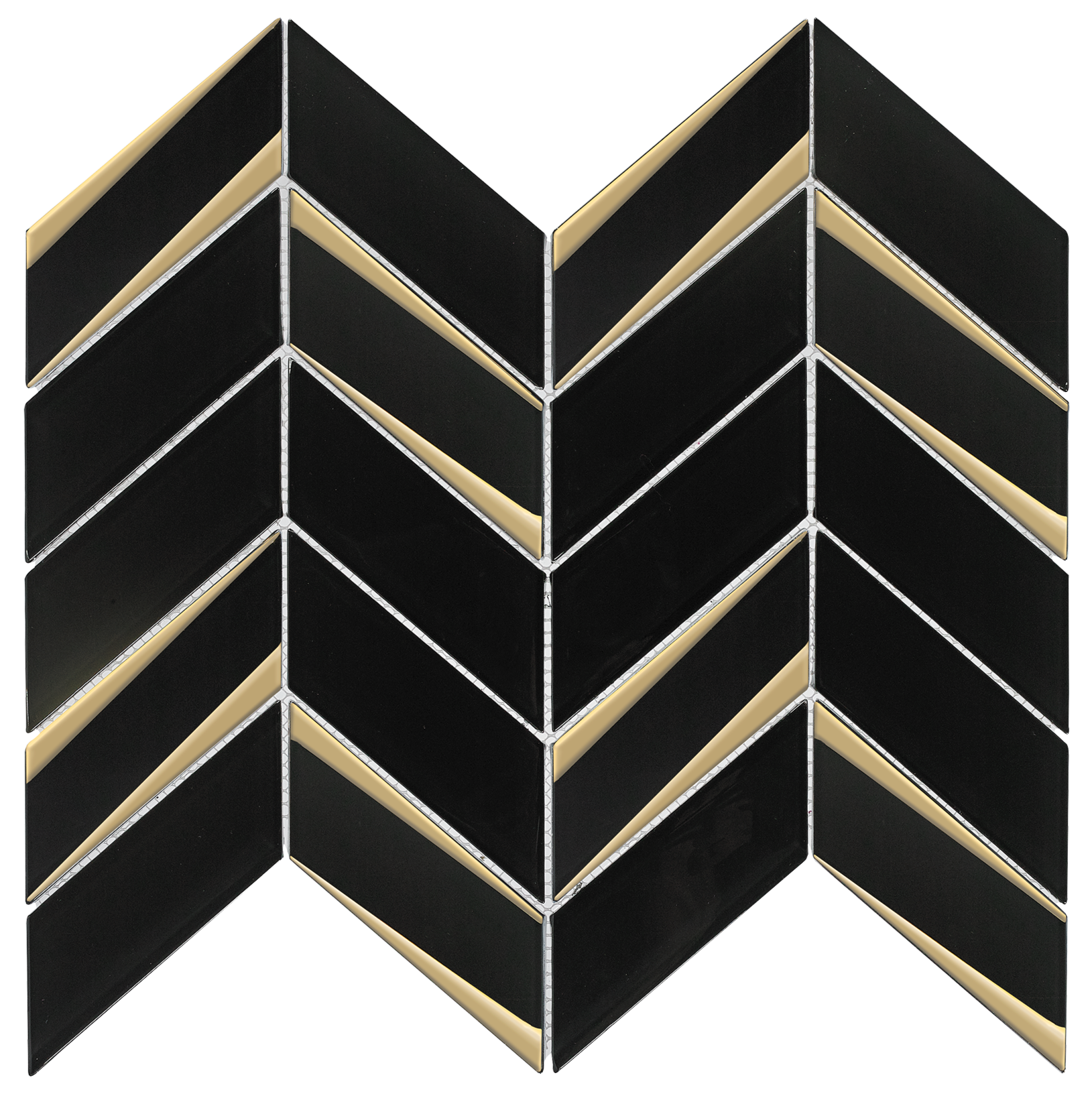 Envision Chevron Black Gold Glass Mosaic
