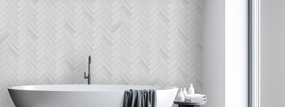 Porcelain Mosaic Dolomite 2" x 6" Herringbone Matt