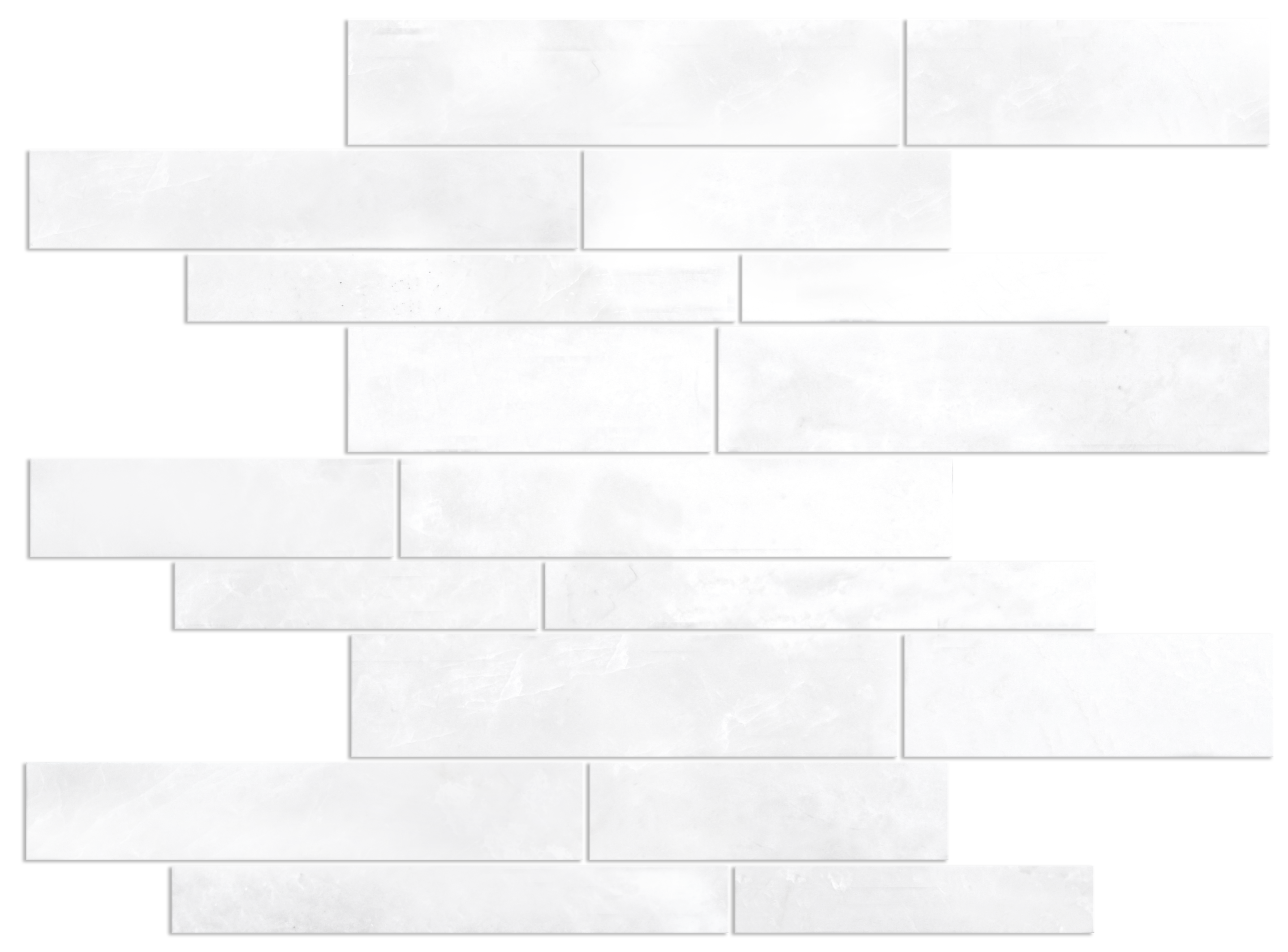 Ice White Random Strip Polished Marble Mosaic