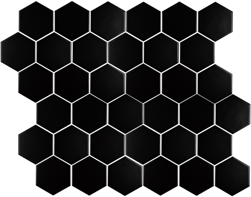 Thumbnail: Porcelain Glazed Black 4" Hexagon Mosaic