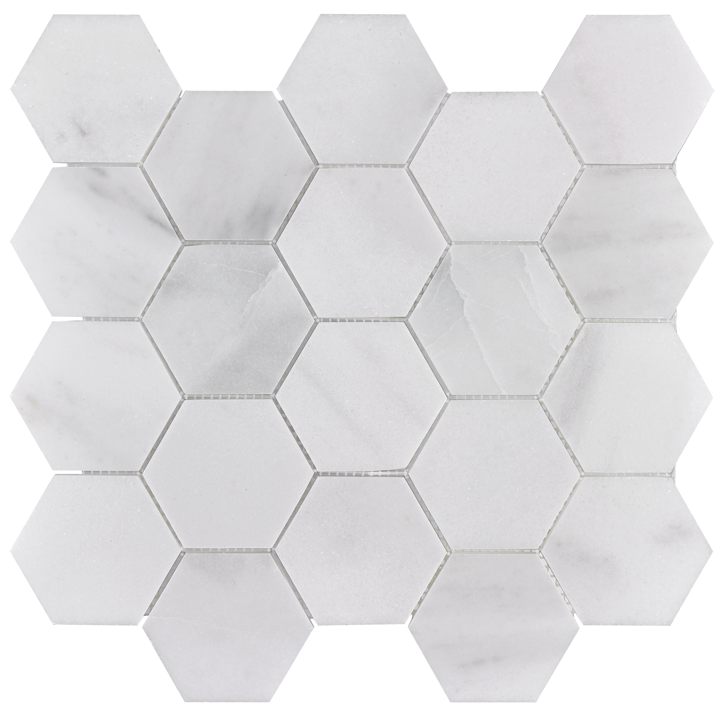 Venetian White 3" Hexagon Polished Marble Mosaic
