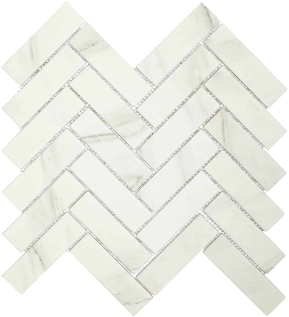 UpCycle™ Blanco 1" x 4" Herringbone Matt Mosaic