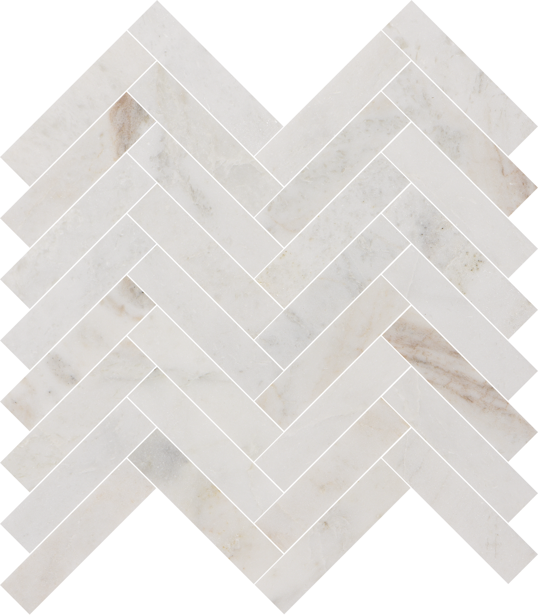 Valentino Bianco 1" x 4" Herringbone Marble Mosaic