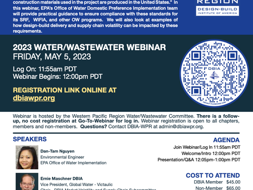 DBIA-WPR – Water/Wastewater Webinar - Implementing BABA Requirements in Design-Build Projects