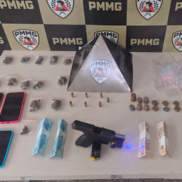 Arma, munição e drogas