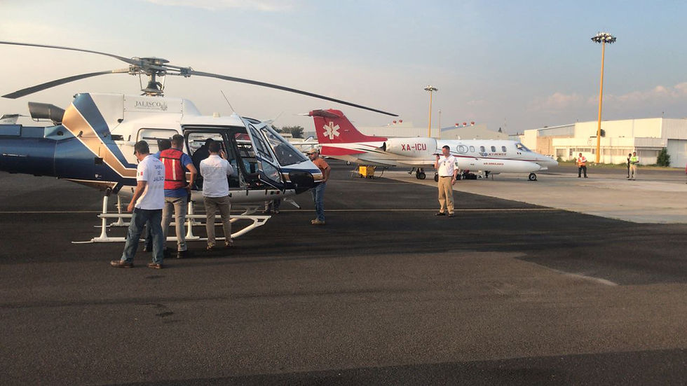 Air Ambulance  Mexico to Galveston Burned Patient