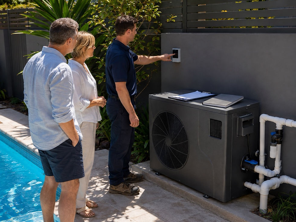 LCD touch screen controller on a Guardian pool heat pump