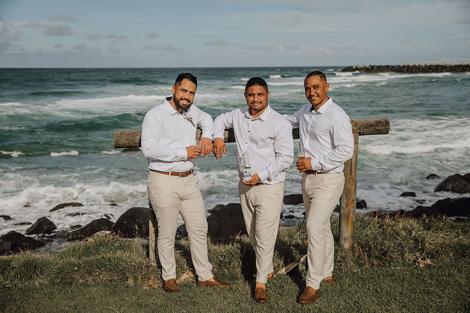 A Maori Groom and his best men at a NZ Wedding on the Gold Coast