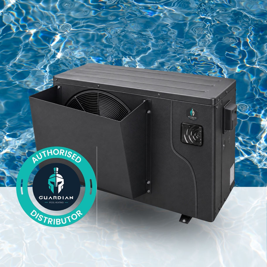 Air discharge deflector fitted to a Guardian Eco Pro pool heat pump to redirect cold air away