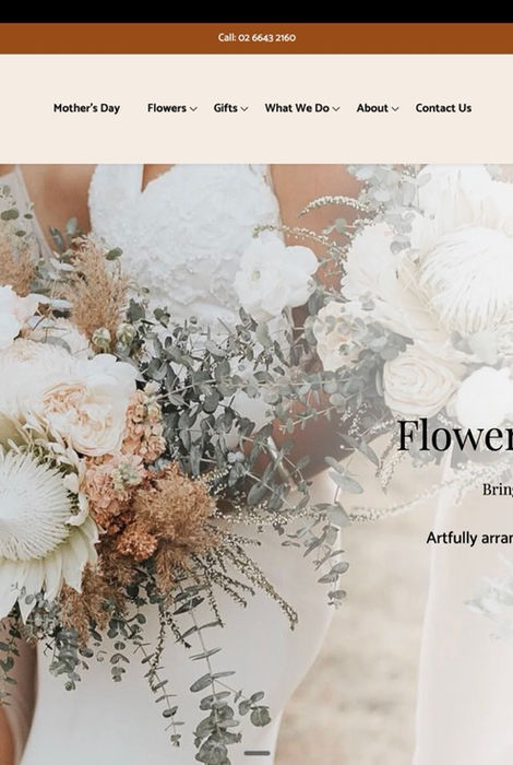 A screenshot from the website for Flowers by Bonnie