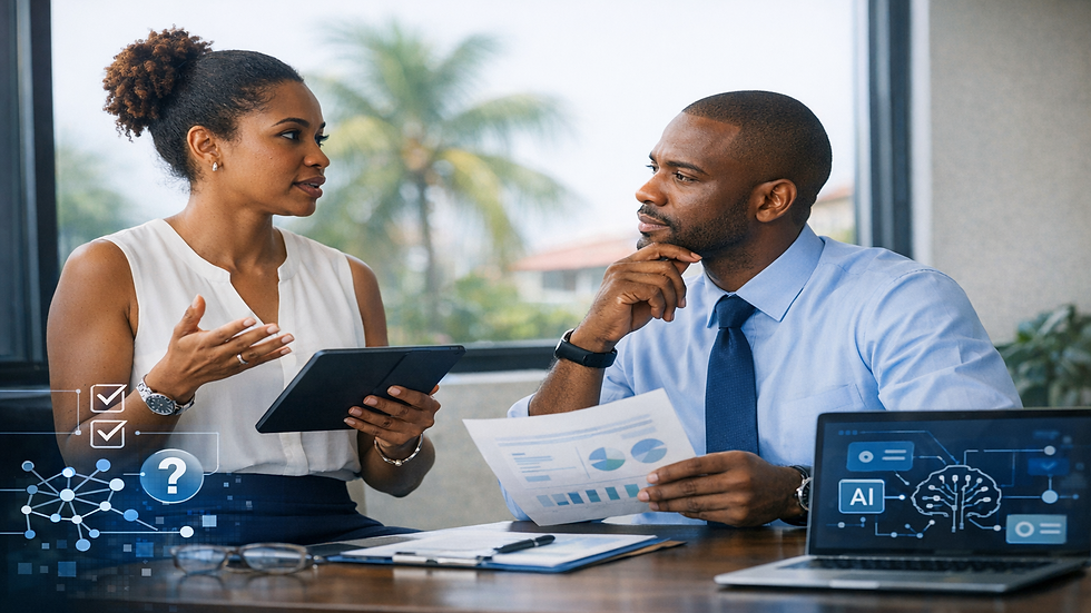 Caribbean business leaders evaluating AI tools and business fit