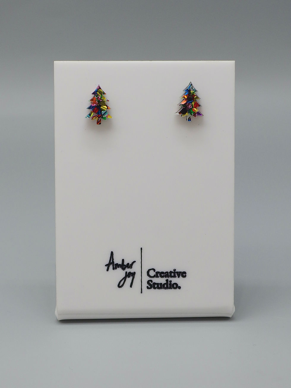 Thumbnail: Multicoloured Christmas Tree Stud Earrings
