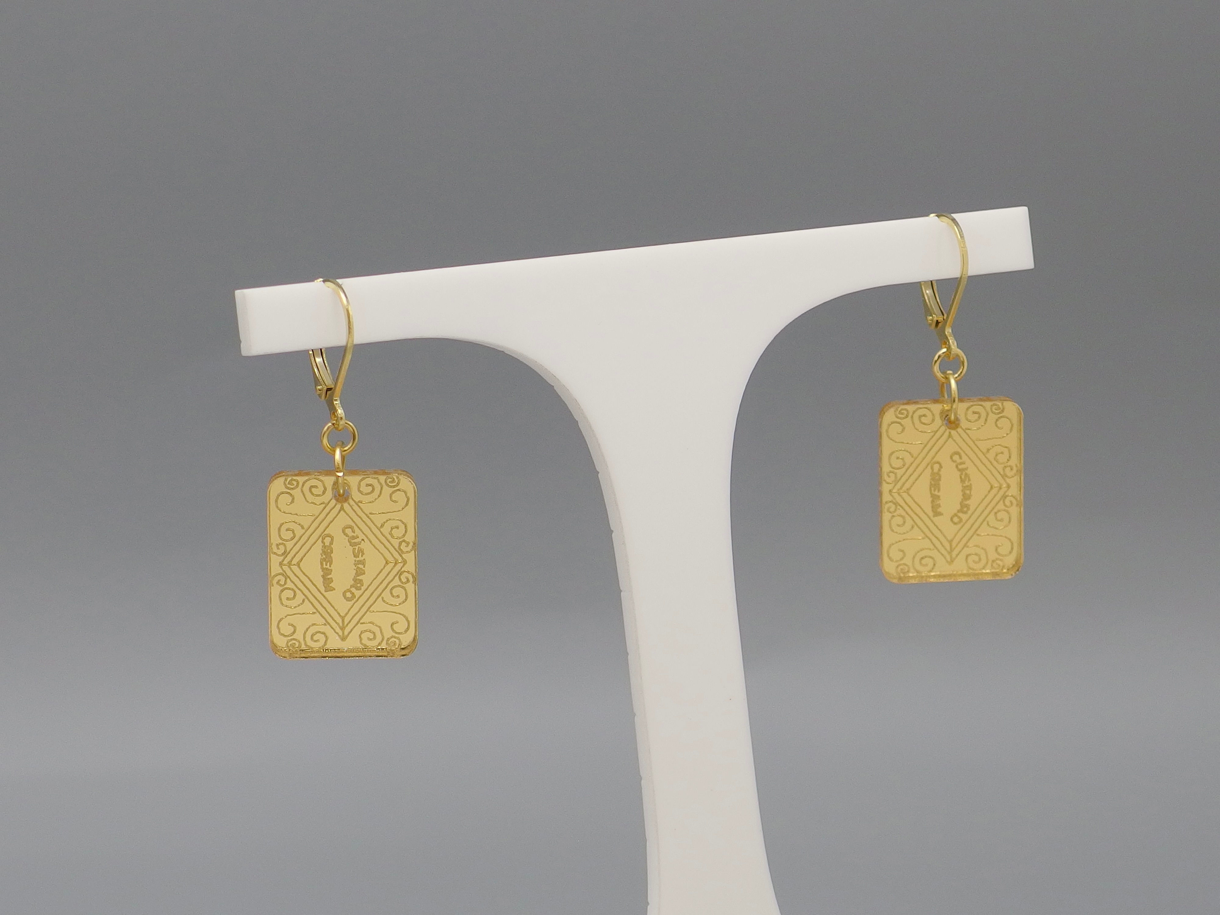 Custard Cream Inspired Biscuit Gold Plated Hanging Earrings