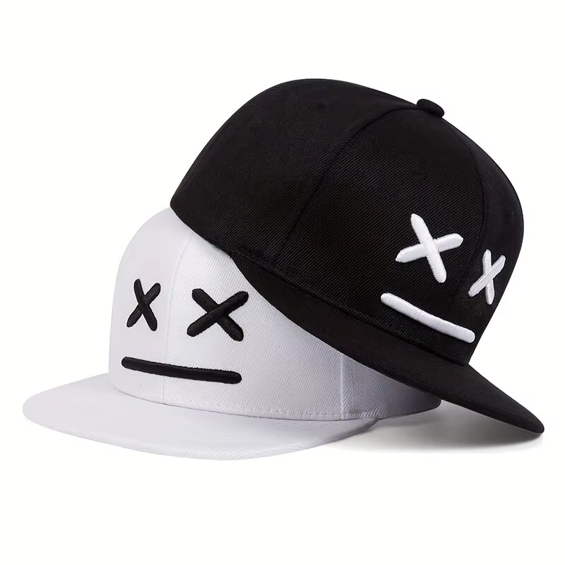 Thumbnail: Unisex XX Smiling Face Embroidery Hip-Hop Hats Spring Autumn Outdoor Adjustable 