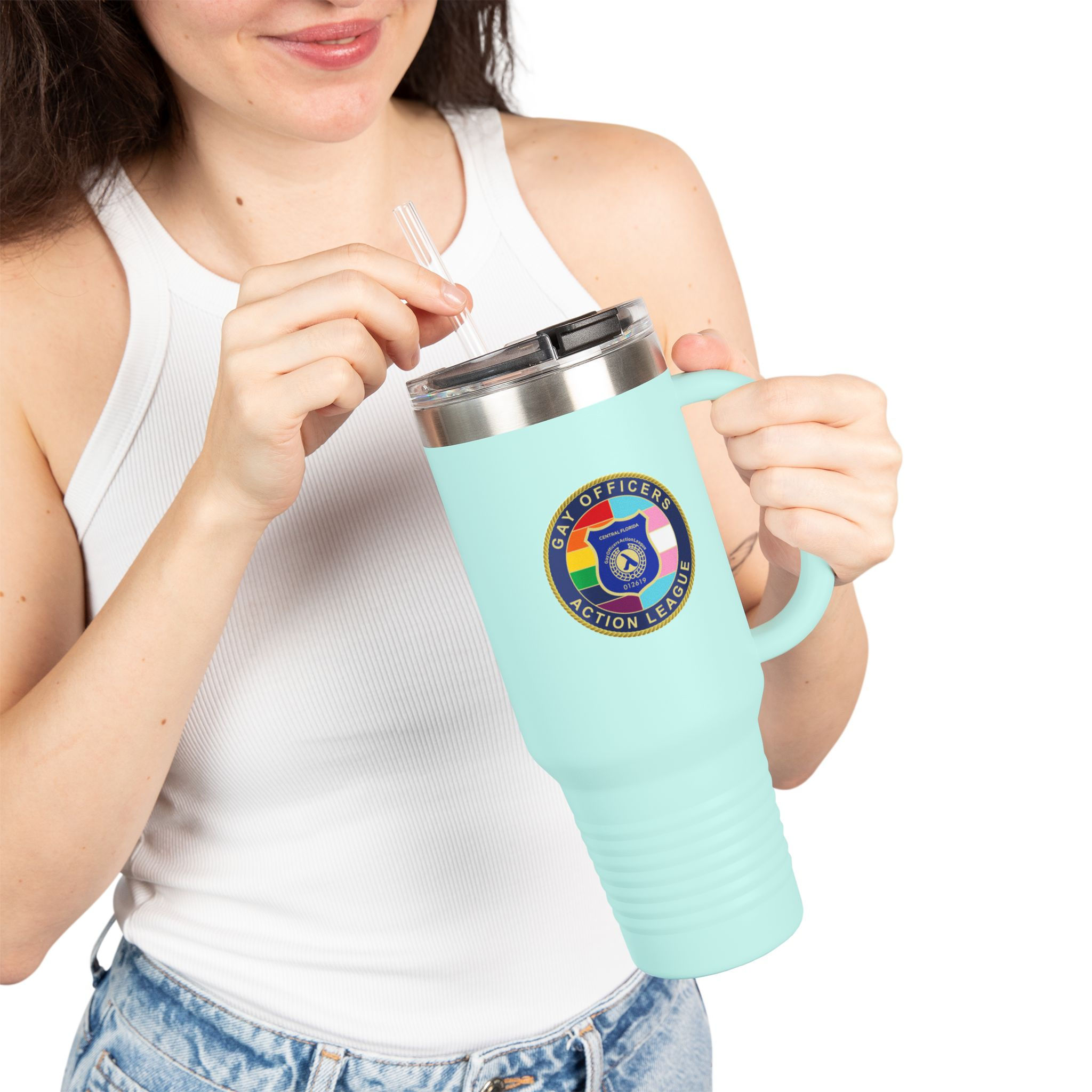 Insulated Travel Mug - 40oz with Gay Officer Action League Design