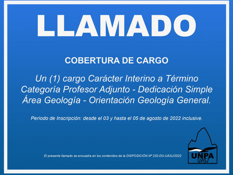 Llamado a Cobertura de Cargo | Profesor Adjunto | Orientación Geología General
